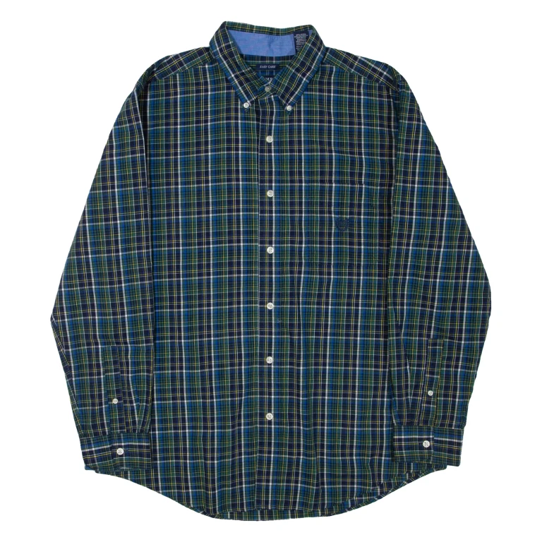 CHAPS Mens Shirt Green Check Long Sleeve L