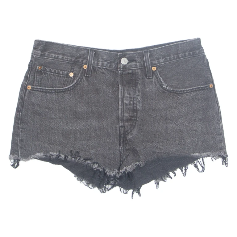 LEVI'S Cut Off 501 Womens Denim Shorts Black Relaxed M W30