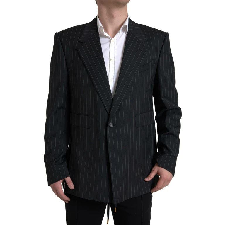 Dolce & Gabbana Black Stripe Single Breasted Sicilia Blazer Polyester Clothing - Men