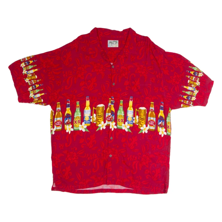 BIG DOGS Mens Shirt Red Crazy Pattern 2XL