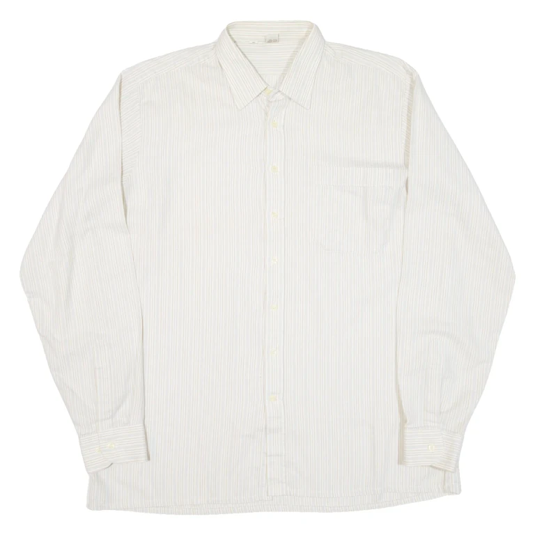 ELCH Mens Shirt Beige Striped Long Sleeve L