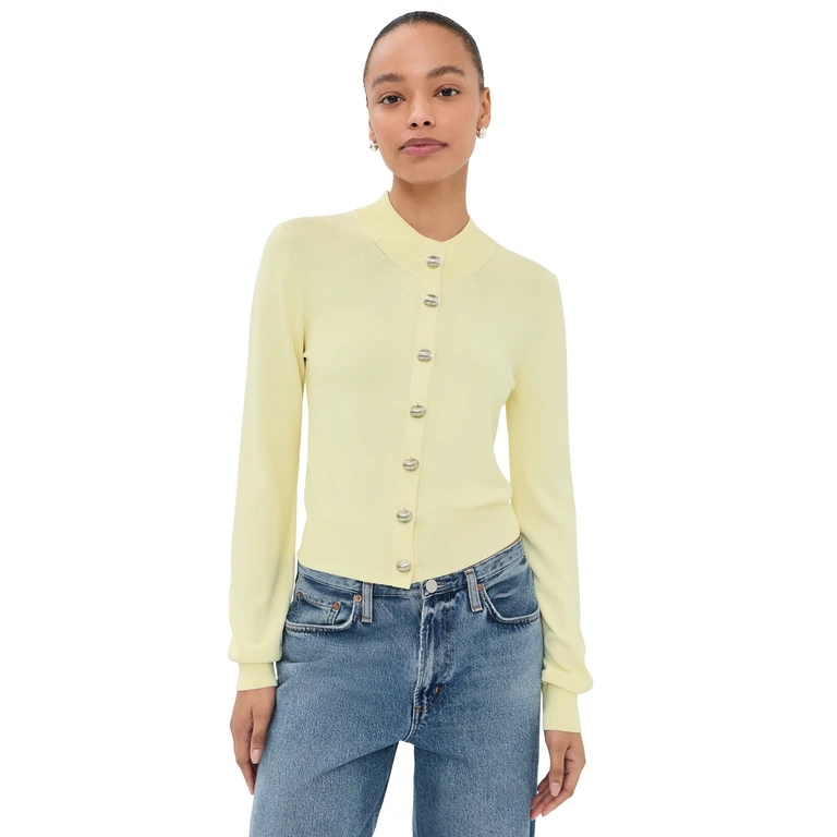 Brandon Maxwell Aubrey Cardigan Lemon Ice M
