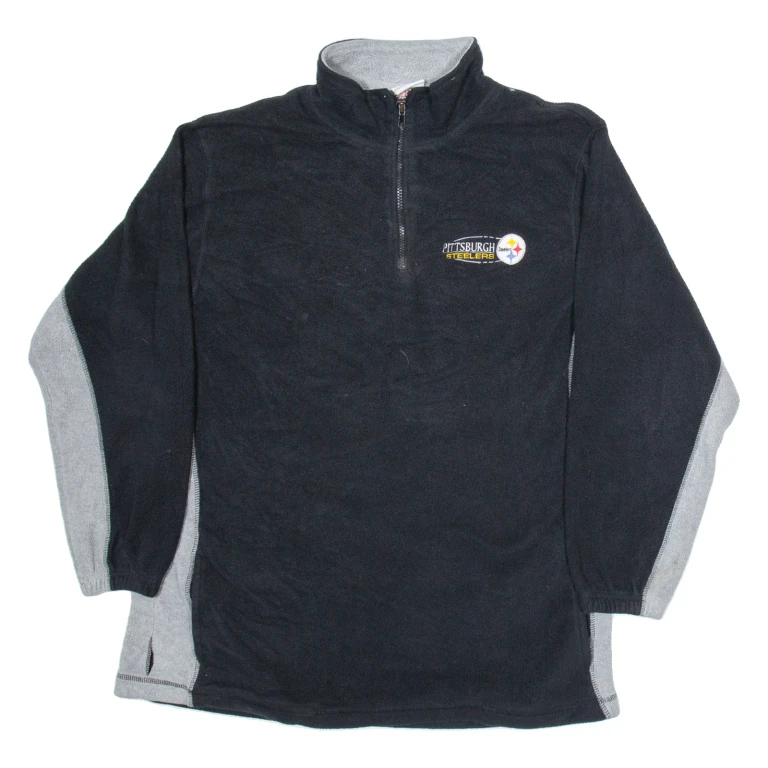 NFL Pittsburgh Steelers Mens Fleece Black 1/4 Zip Tight Knit L