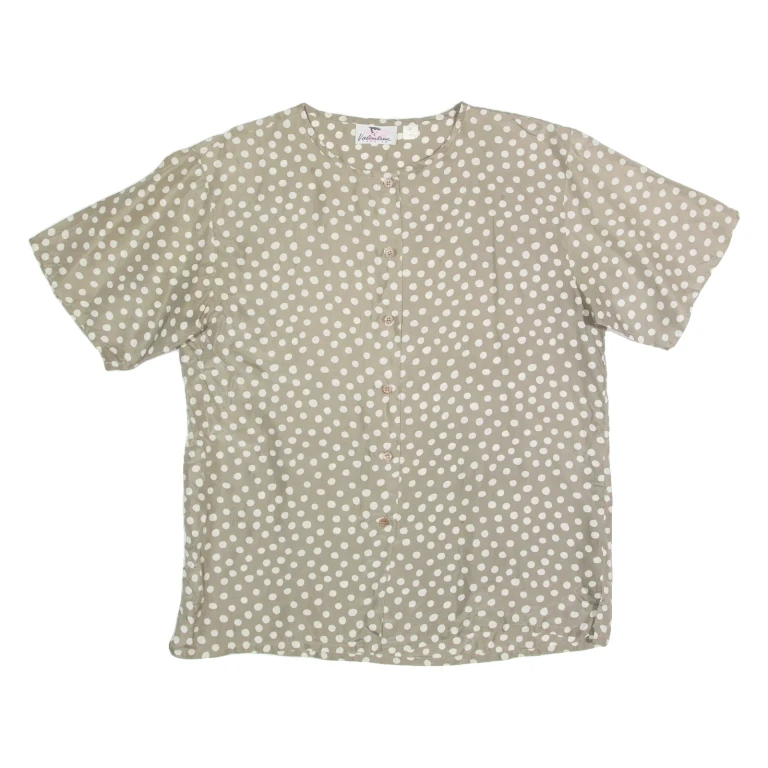 VALENTINE FASHION Womens Printed Shirt Grey 90s Silk Polka Dot M