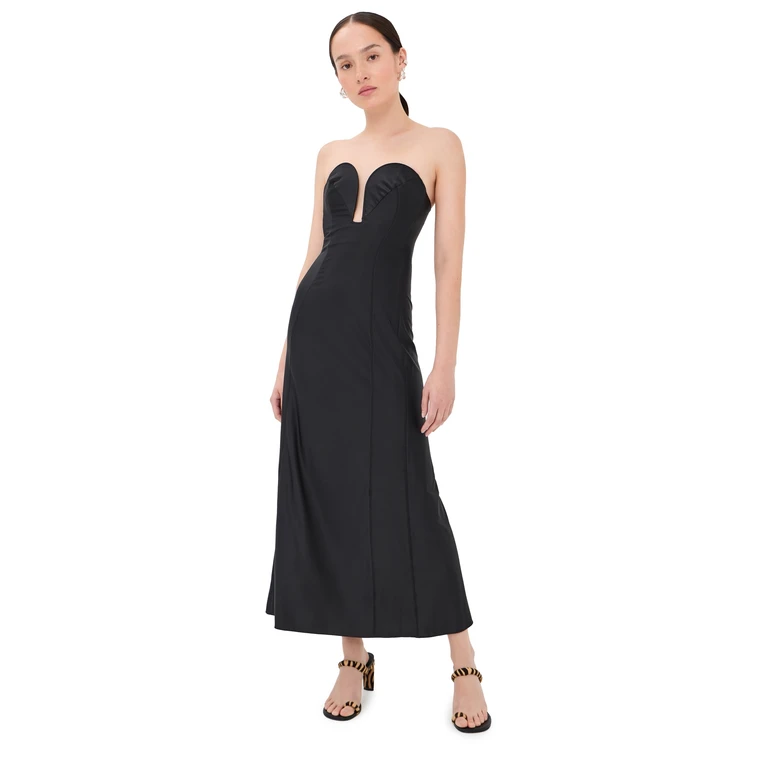 rabanne Heart-Shaped Bustier Midi Dress Black 40