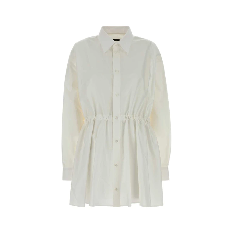 Balenciaga White Poplin Shirt Dress Exterior: Cotton Abiti - Women