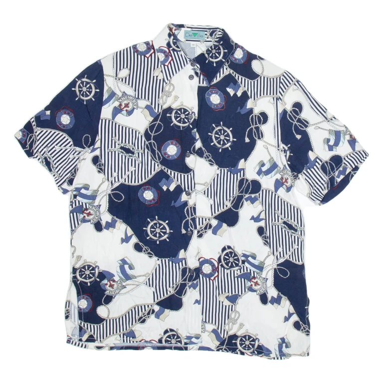 DEVILLE Womens Shirt Blue Crazy Pattern M