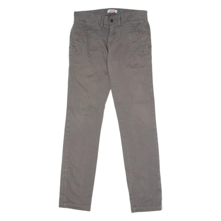 TOMMY HILFIGER Chino Mens Twill Trousers Grey Slim Tapered W28 L32