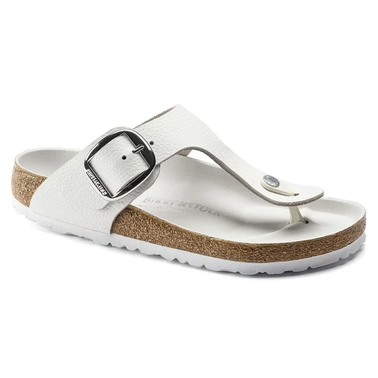 Gizeh Big Buckle Natural Leather White