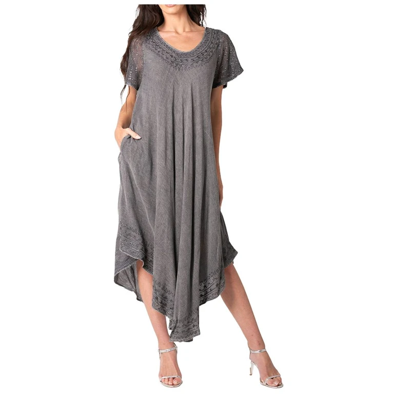 Sakkas Everyday Essentials Cap Sleeve Caftan Dress / Cover Up