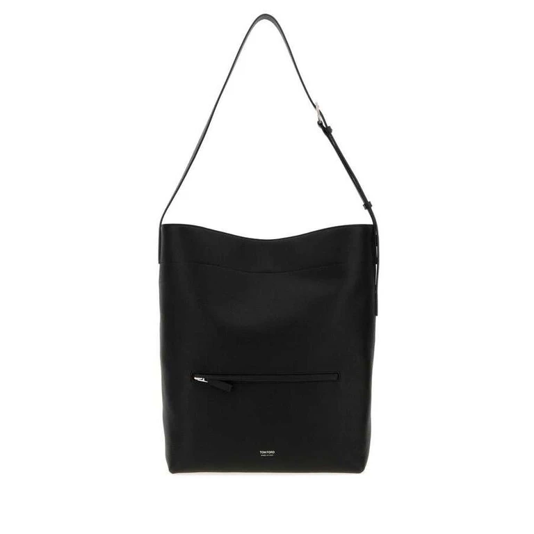Black Leather Shopping Bag Borse A Mano