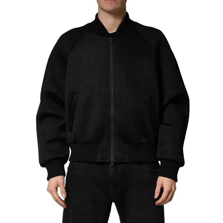 Dolce & Gabbana Men Black Nylon Full Zip Bomber Jacket Clothing - Men
