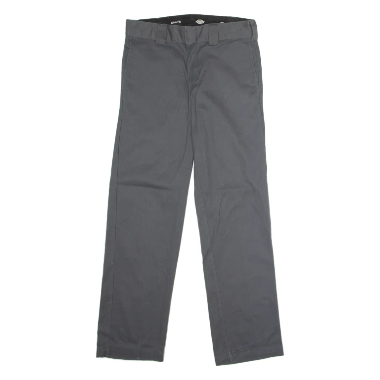 DICKIES Flex Workwear Mens Twill Trousers Grey Slim Straight W30 L32
