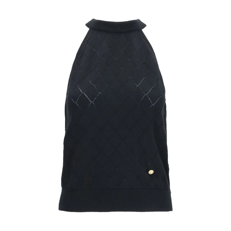 Black Wool Oves Aries Sleeveles T-Shirt - Women