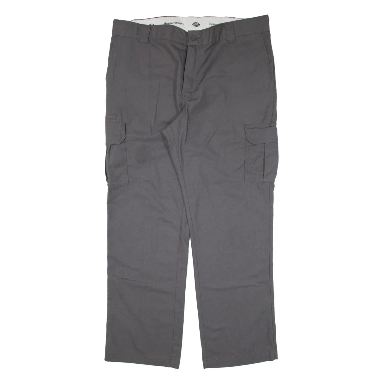 DICKIES Cargo Workwear Mens Trousers Grey Regular Straight W40 L32