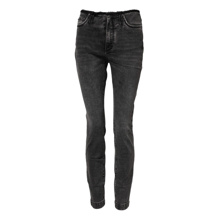 Dolce & Gabbana Gray Skinny Cotton Mid Waisted Denim Jeans Dark Elastane Clothing - Women
