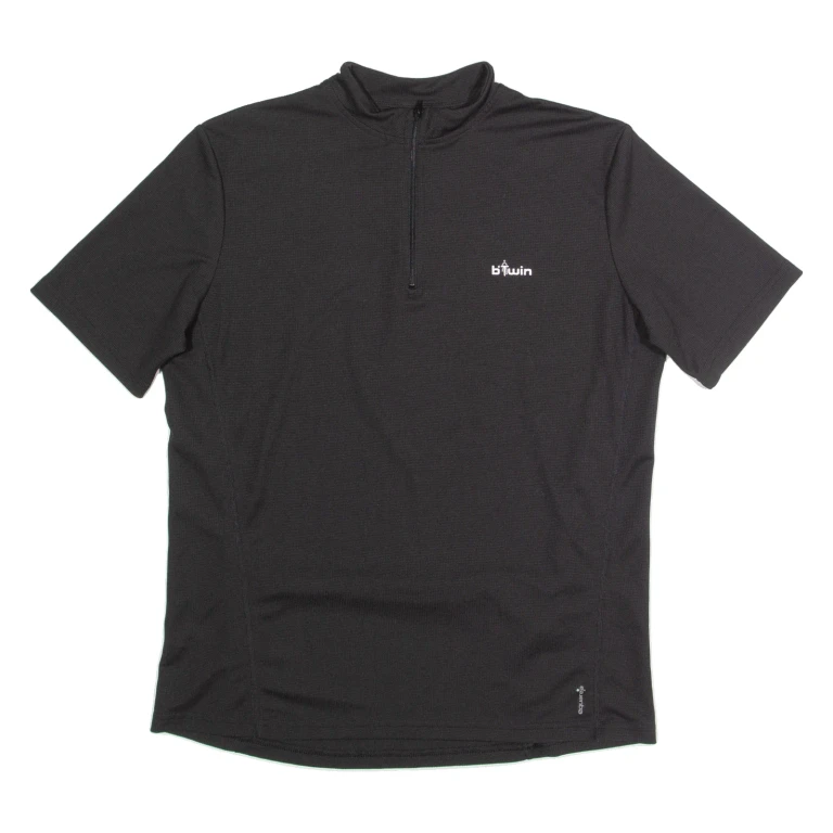 B TWIN Cycling Mens Jersey Black 1/4 Zip L