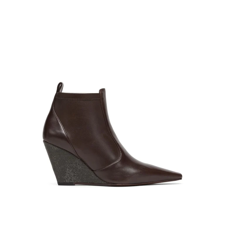 Brown Leather Ankle Boots - Women