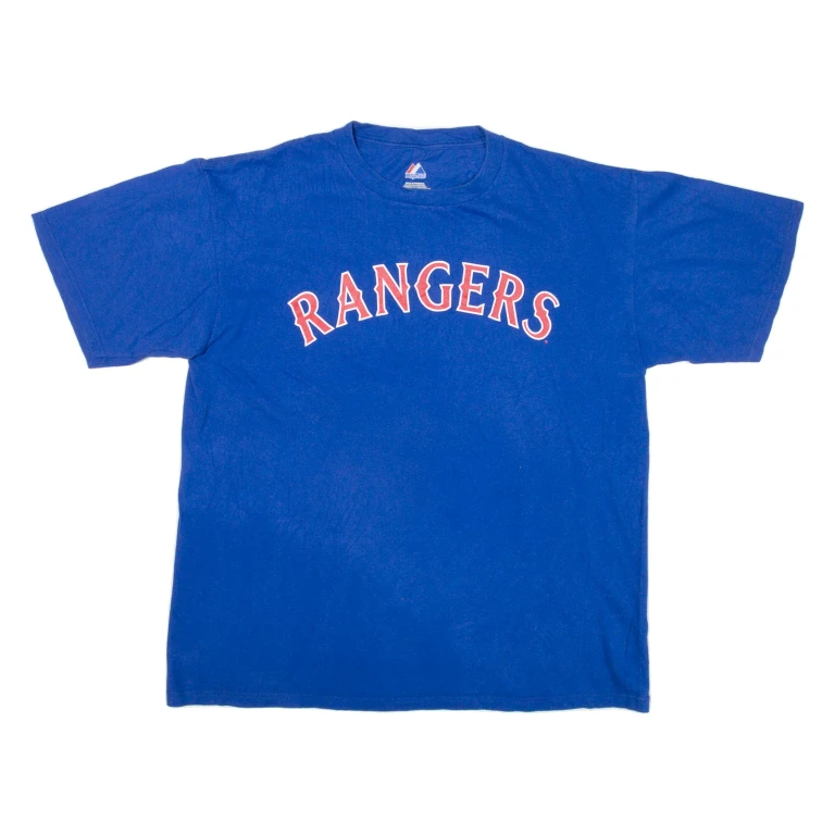 MAJESTIC Rangers Mens T-Shirt Blue USA L
