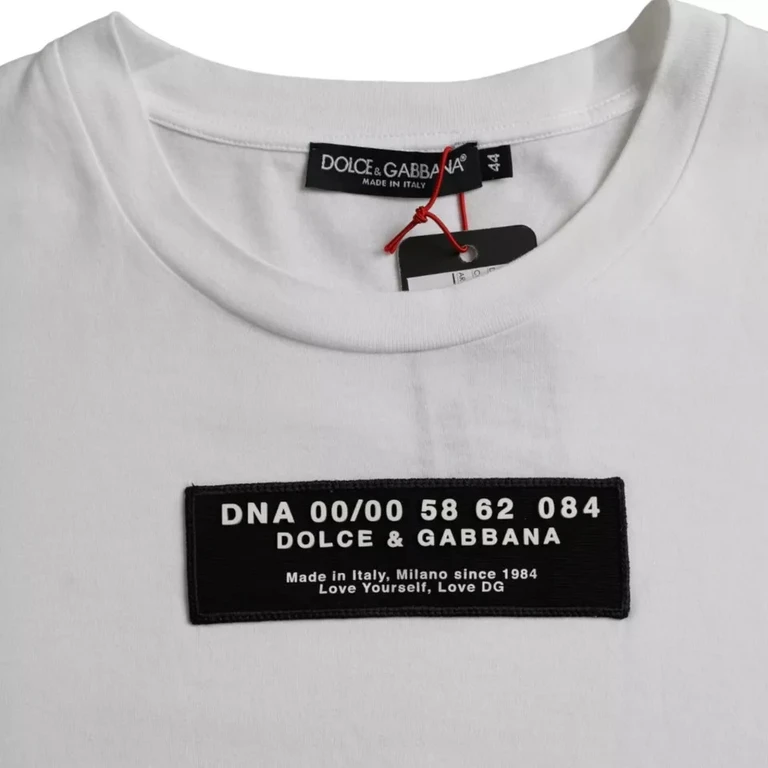Dolce & Gabbana White Cotton Dg Applique Men Casual T-Shirt - Men