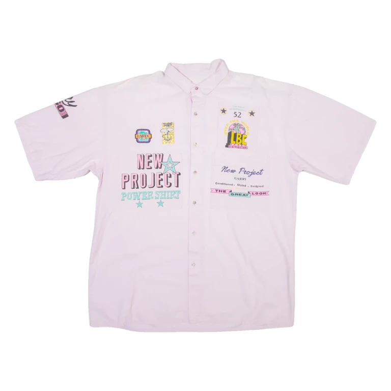 LIFE IS GARRY Mens Shirt Pink Crazy Pattern L