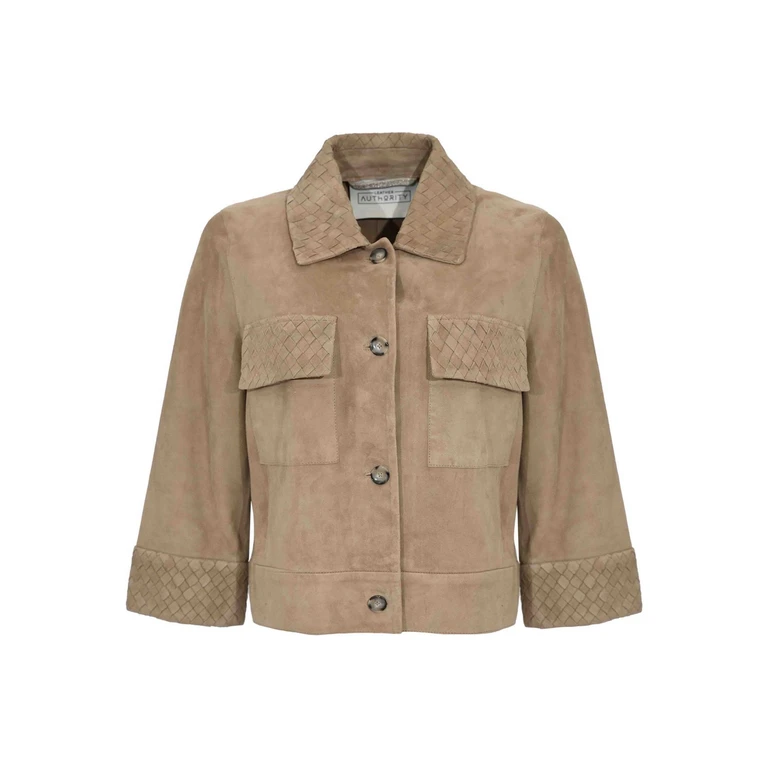 Blouson En Cuir - Crème (KARISWEAVED11)