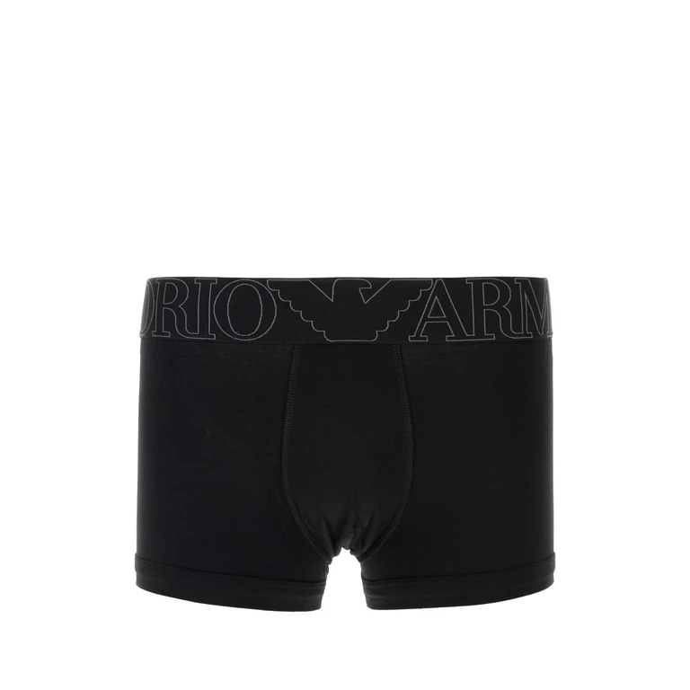 Emporio Armani Black Stretch Cotton Boxer Exterior: Elastane Intimo - Men