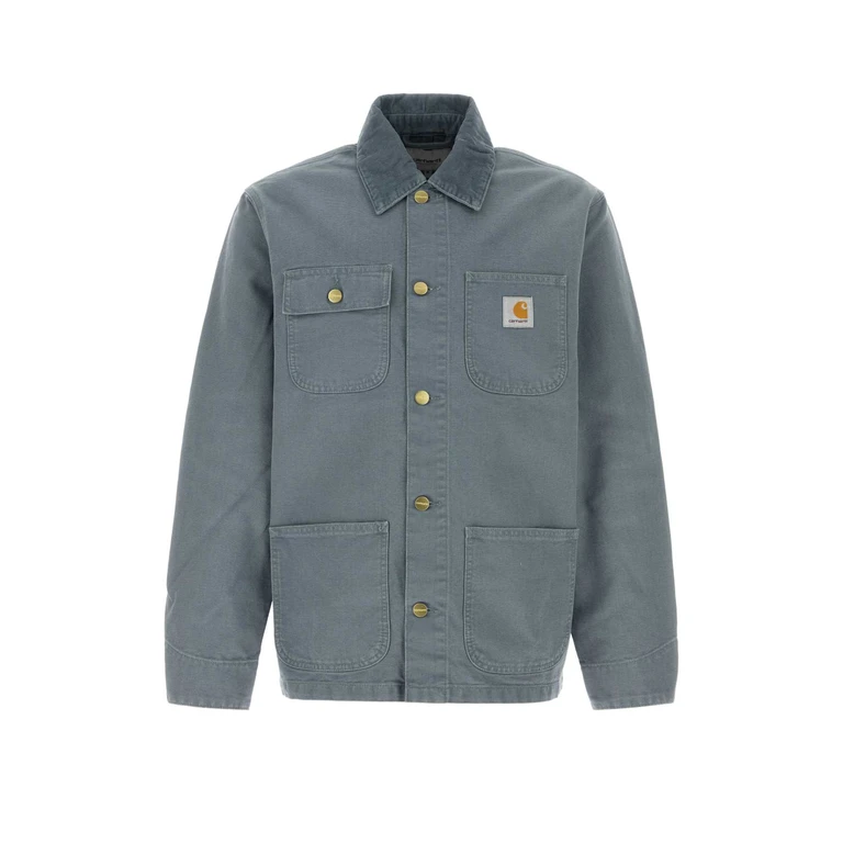 Carhartt Wip Powder Blue Denim Michigan Coat Cozybluestonecanvas Exterior: Organic Cotton Giubbini - Men