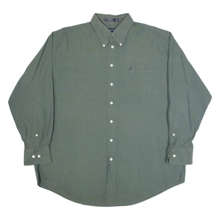NAUTICA Oxford Mens Plain Shirt Green Long Sleeve 2XL