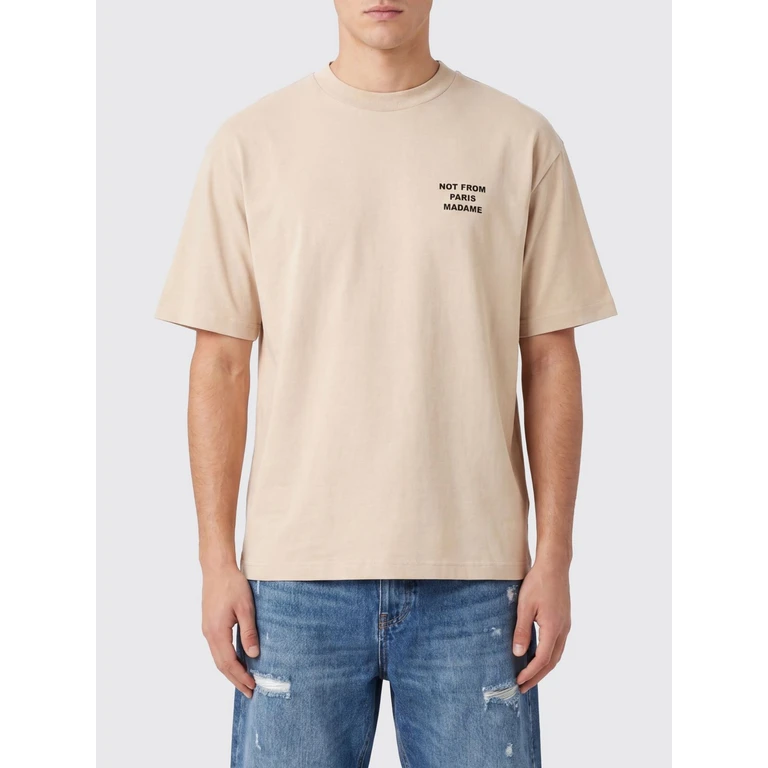 Drôle de Monsieur Crewneck Cotton T-shirt with Logo and Slogan Print (TS203CO002MT)