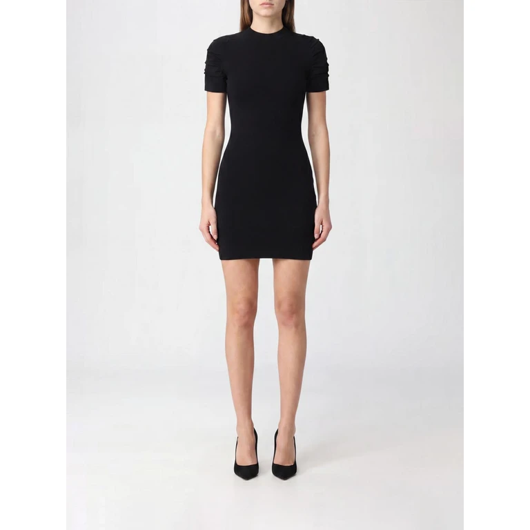 Sheath Mini Dress in Jersey with Ruched Shoulders and Contrast Logo (1KC3266047001)