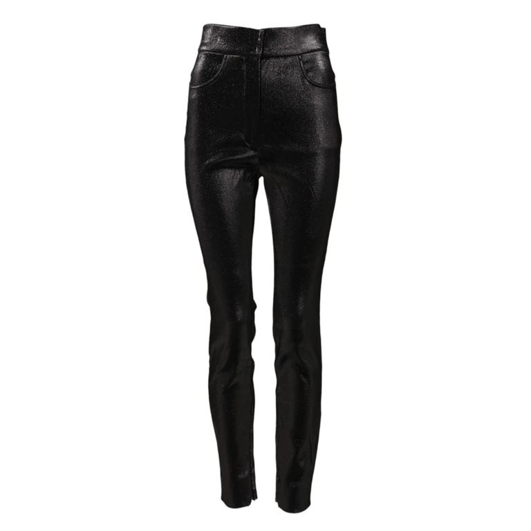 Dolce & Gabbana Black Cotton Stretch Silver Lurex Thread Pants - Women