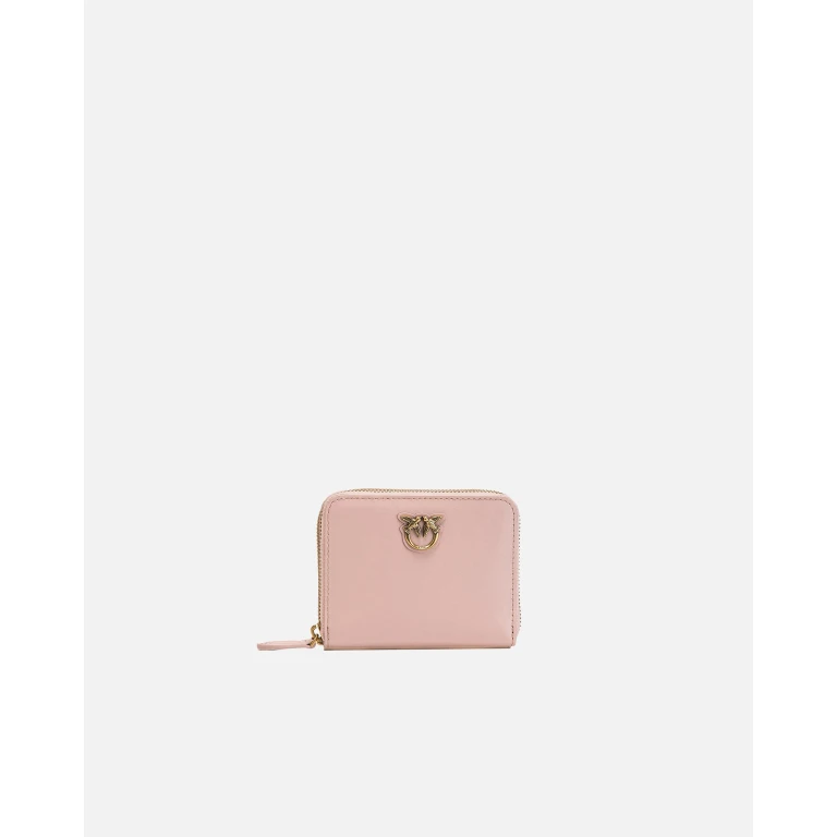 Portefeuille carré à contour zippé en cuir
