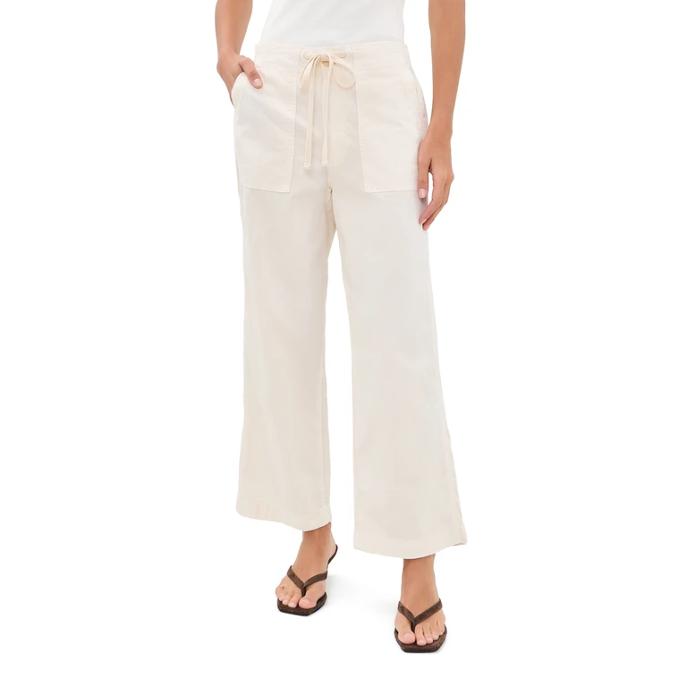 AMO Easy Drawstring Slouch Crop Trousers Bone 26