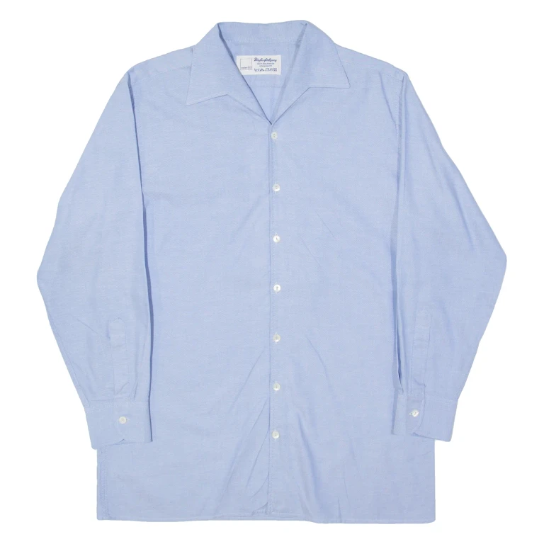 Mens Flannel Shirt Blue Long Sleeve L