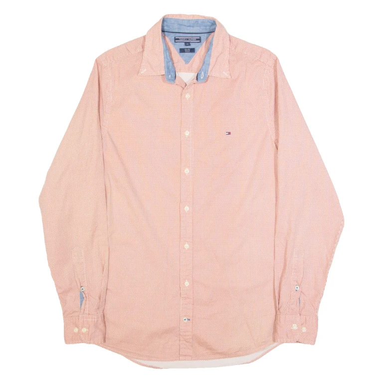 TOMMY HILFIGER Slim Fit Mens Shirt Red Check Long Sleeve M