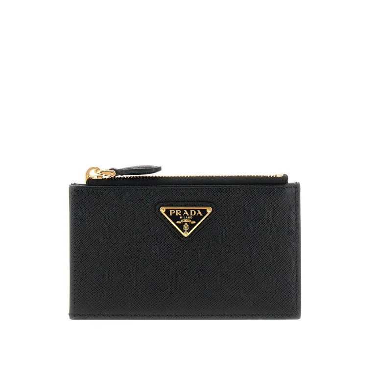 PRADA Saffiano leather cardholder pouch Woman One Size
