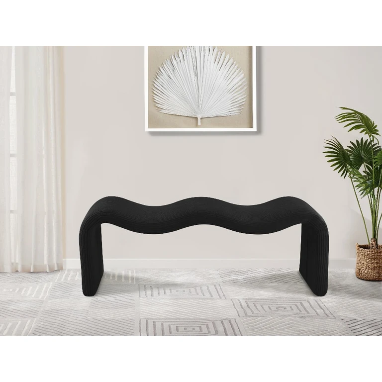 Willow Black Corduroy Upholstered Bench