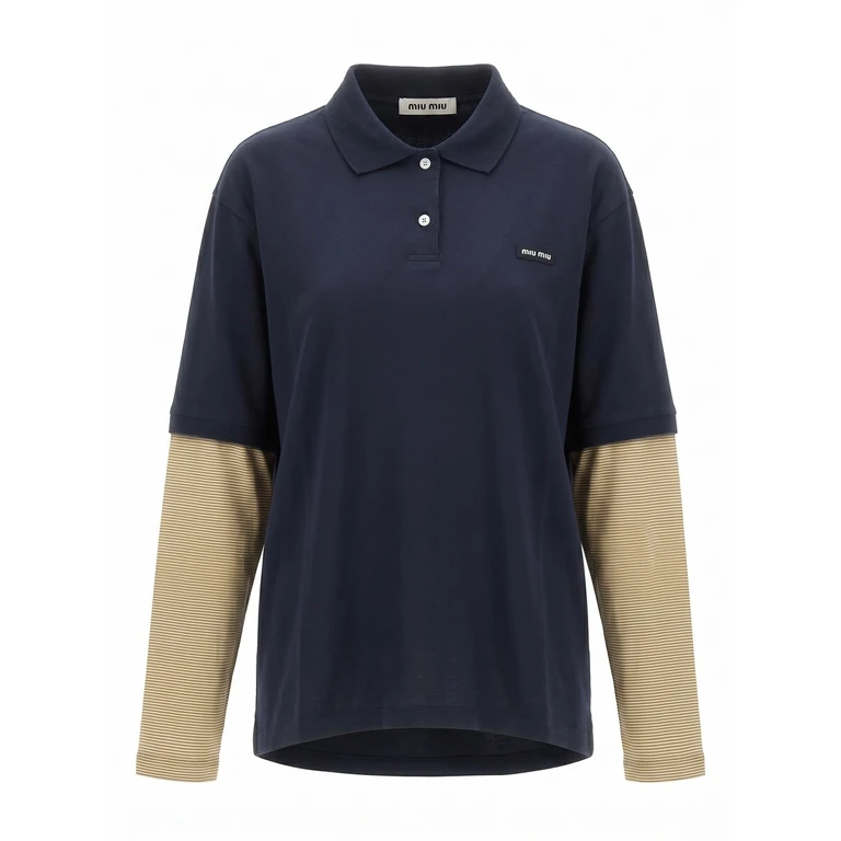 Polo Shirt With Jersey Sleeves