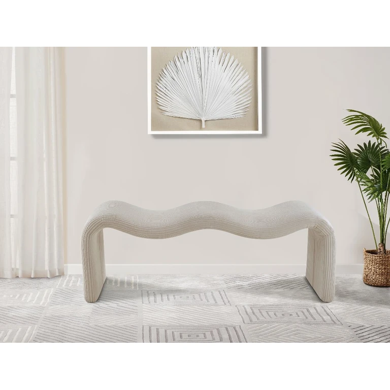 Willow Beige Corduroy Upholstered Bench