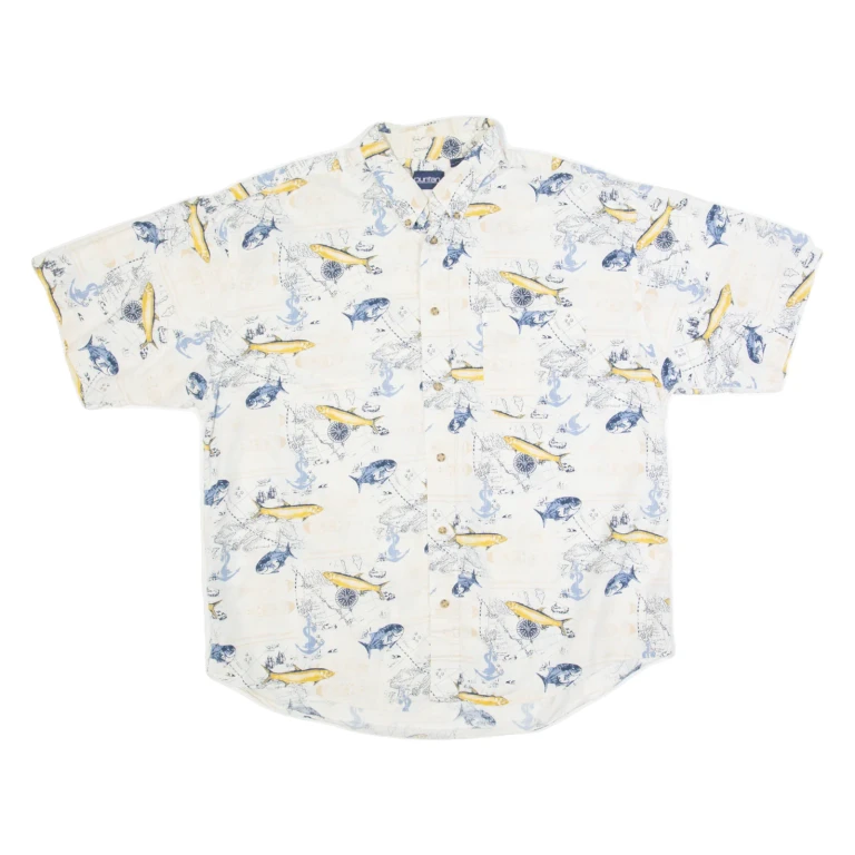 PURITAN Mens Hawaiian Shirt White XL