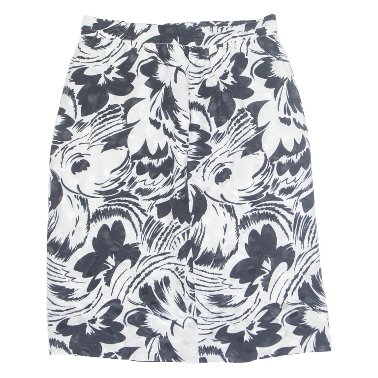 Womens Straight Skirt Black Knee Length Floral M
