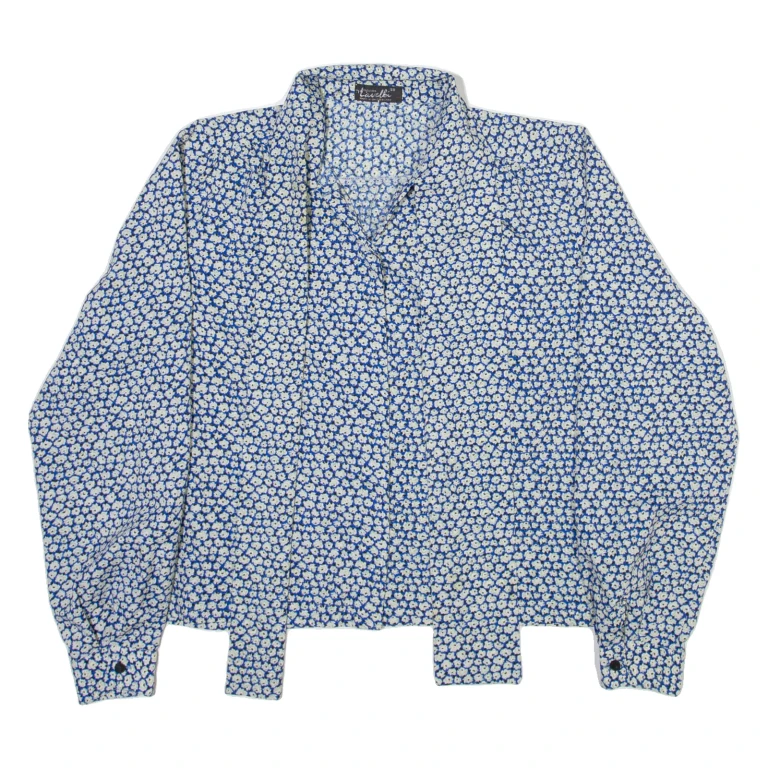 LAVELLI Womens Printed Shirt Blue Collared Long Sleeve Viscose Floral M