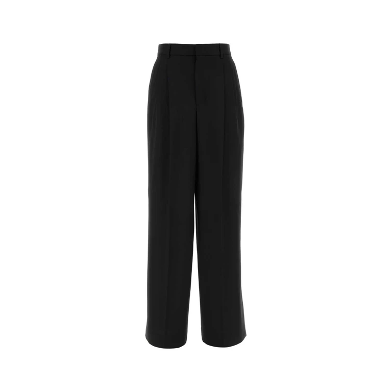 Black Wool Wide-Leg Pant Noir Exterior: Virgin Pantaloni - Women