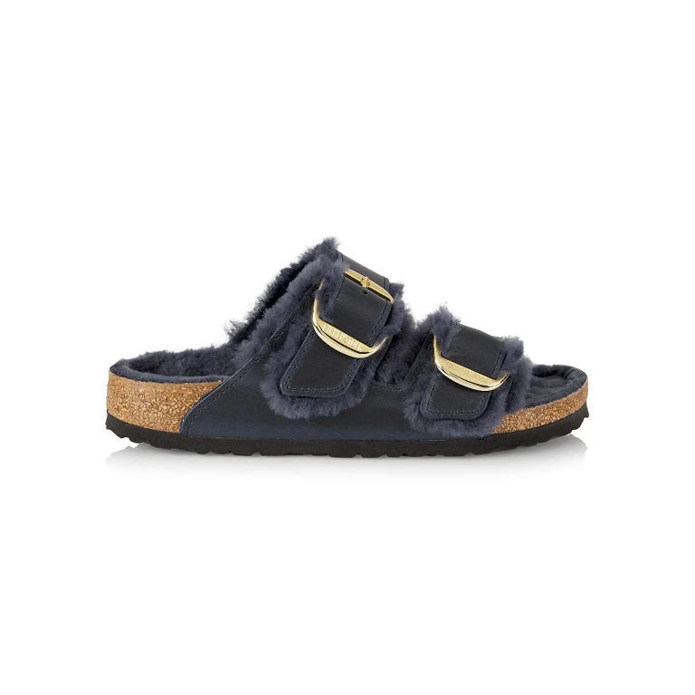 Unisex Arizona Big Buckle Shearling Oiled Leather Midnight