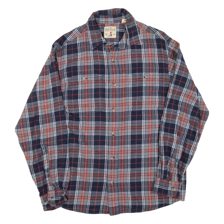 REDHEAD Mens Flannel Shirt Red Check Long Sleeve M