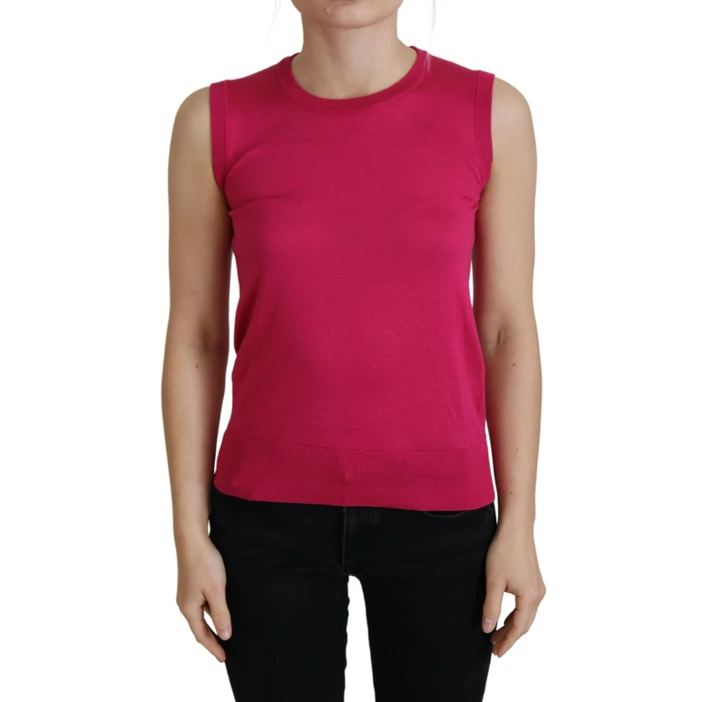 Dolce & Gabbana Pink Silk Vest Pullover Crewneck Tank Top - Women