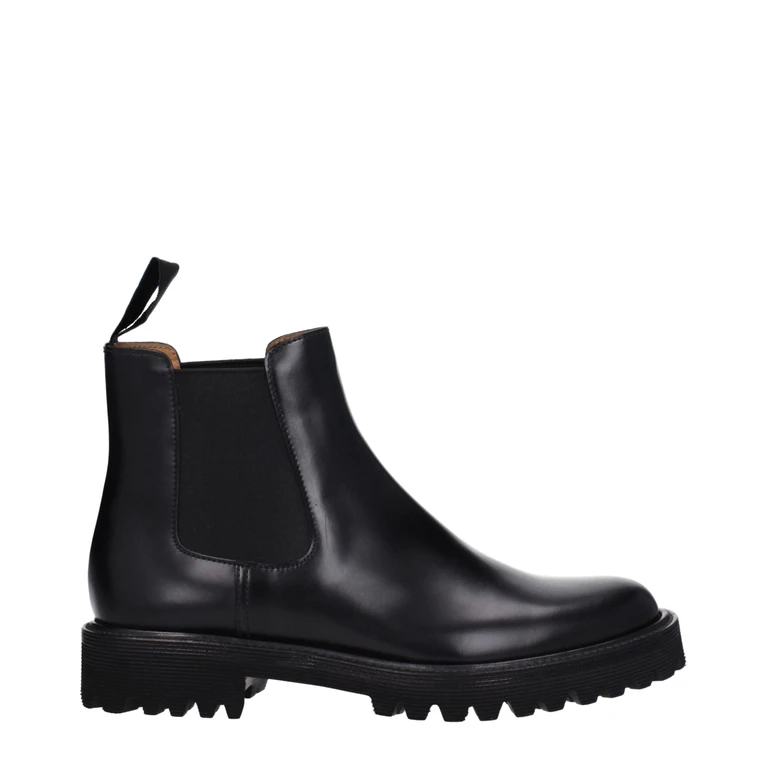 Black Leather Ankle Boots - Women