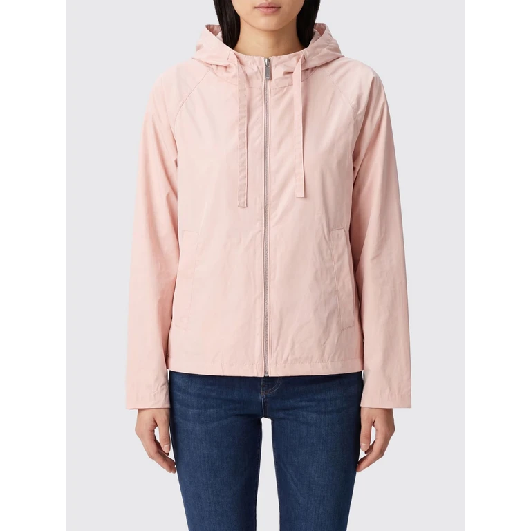 Short Technical Fabric Windbreaker Jacket with Hood and Zip Closure (261WOOF08000OOMEDUSTY)