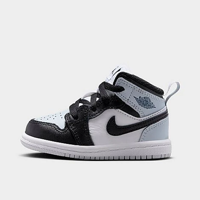 Jordan Kids Toddler Air Retro 1 Mid Casual Shoes in Black/Aura/Squadron Blue Size: 2.0